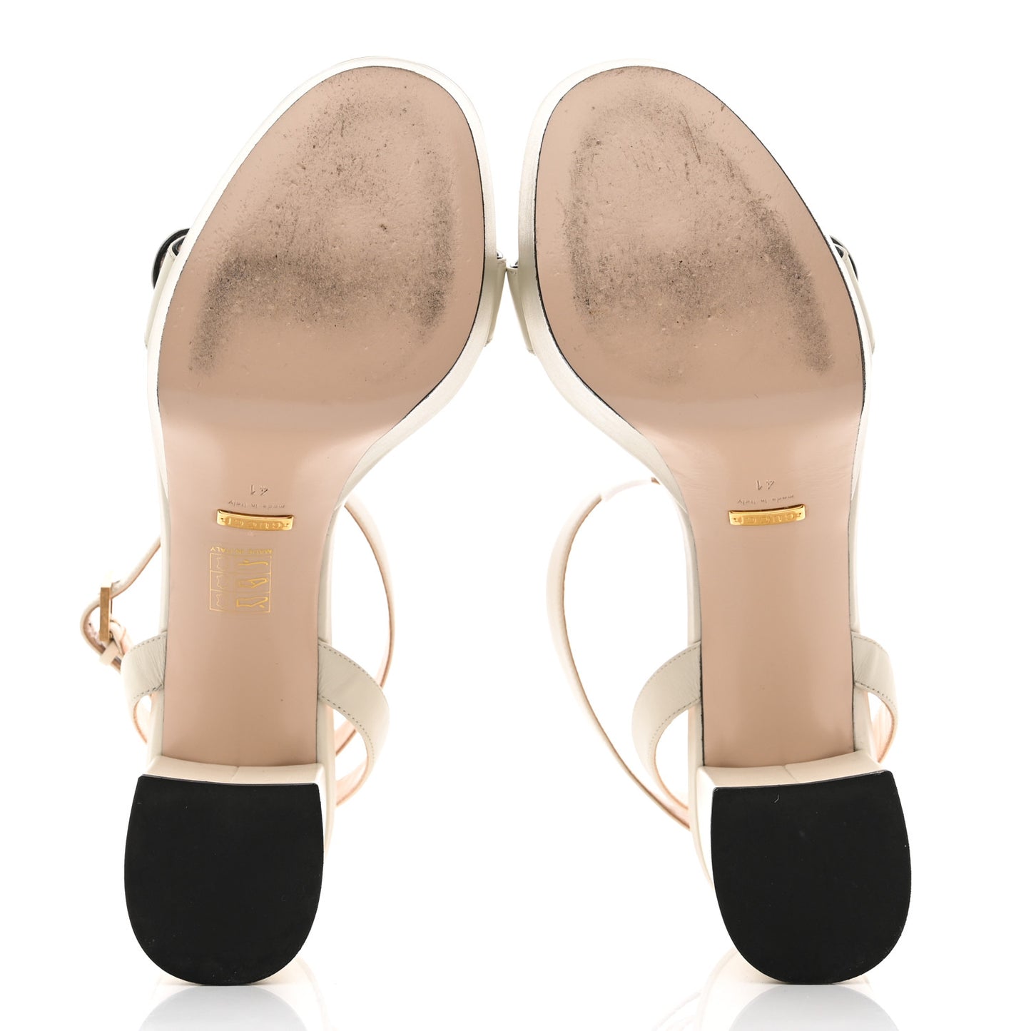 Calfskin GG Marmont Ankle Wrap 30/85mm Platform Sandals 41 Mystic White