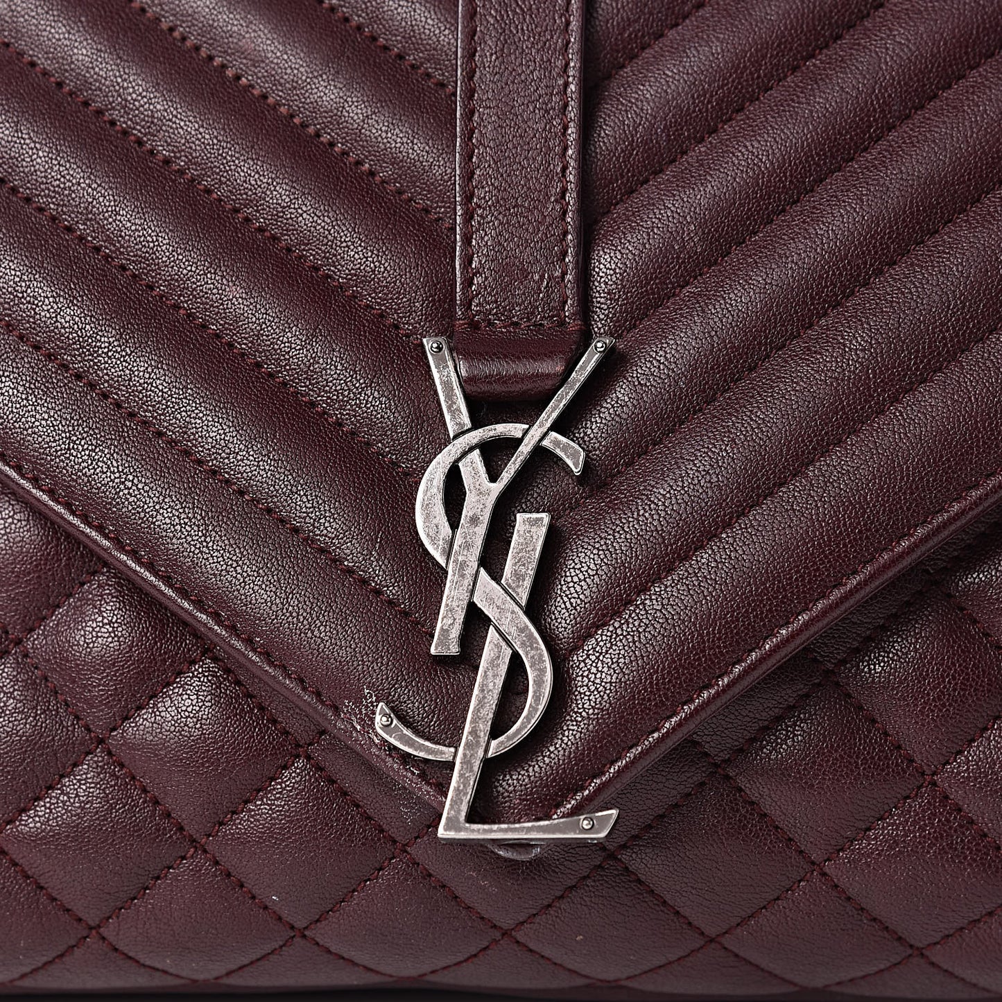 Calfskin Mixed Matelasse Triquilt Large Monogram Envelope Satchel Bordeaux