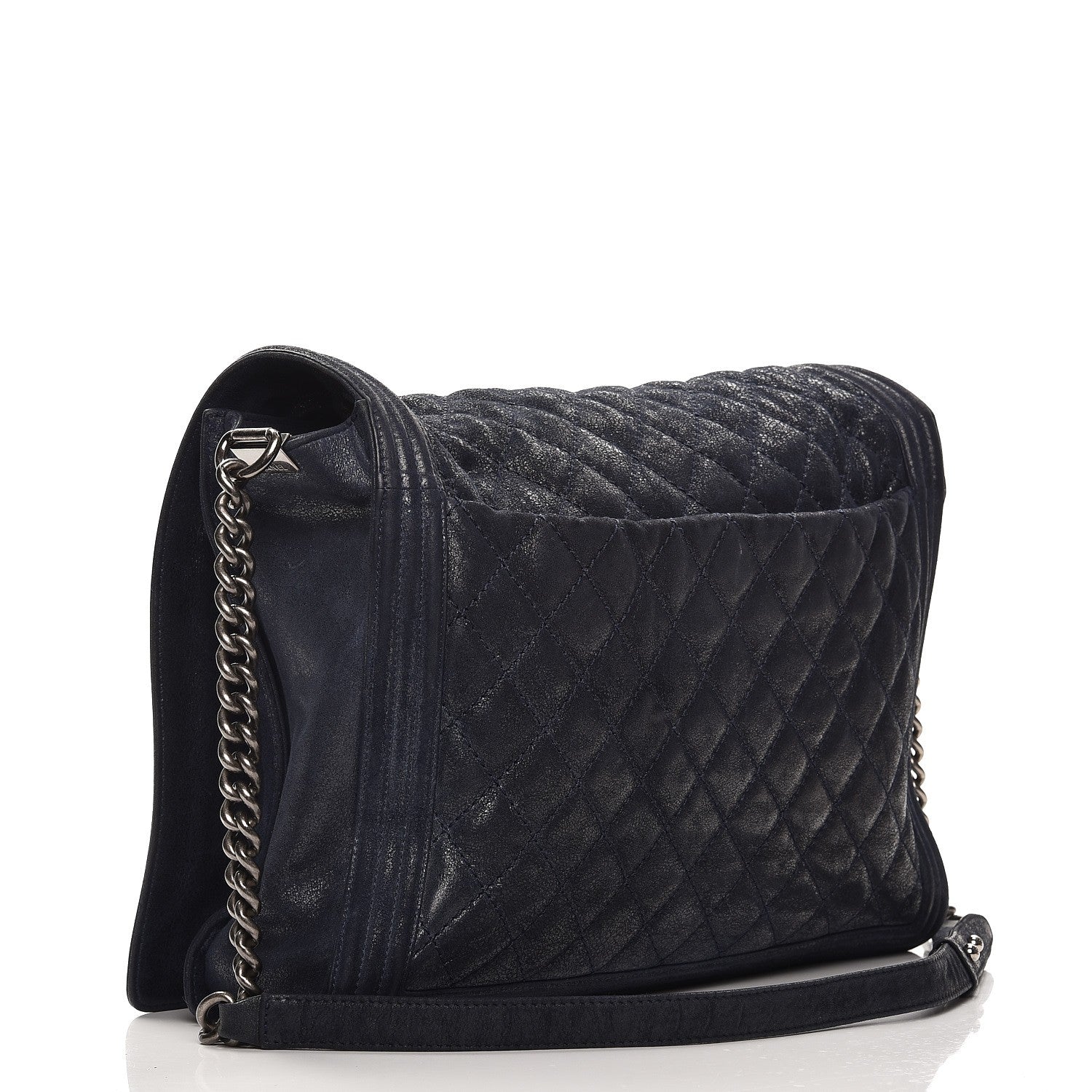 Chanel Iridescent Calfskin Large Gentle Boy Flap Navy Blue 3 of 8