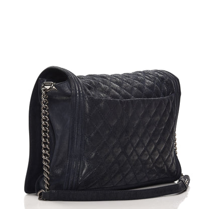 Chanel Iridescent Calfskin Large Gentle Boy Flap Navy Blue 3 of 8