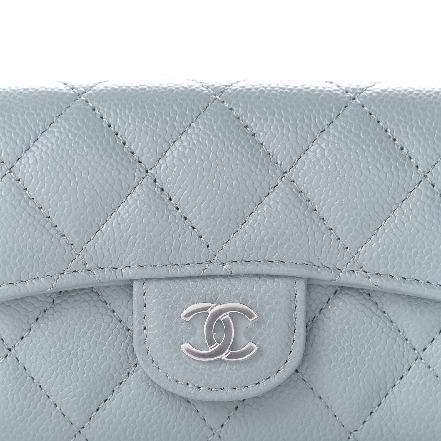 Chanel Caviar Quilted Flap Card Holder Wallet Blue 11 of 12