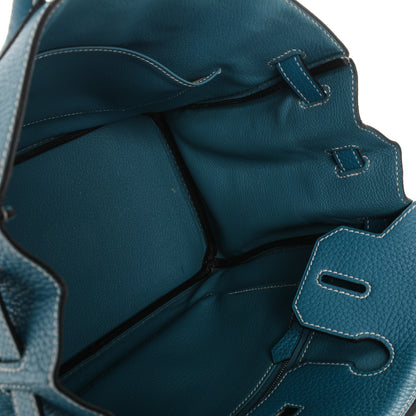 Hermes Taurillon Clemence Birkin 30 Blue Jean 26 of 28