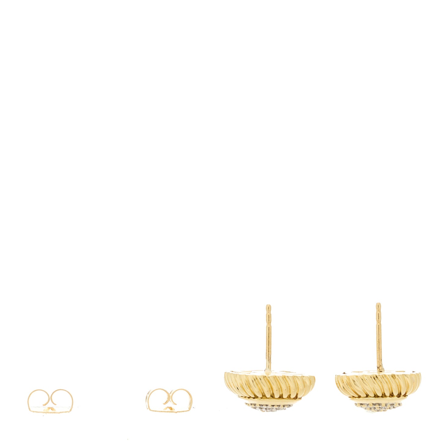 18K Yellow Gold Diamond 8mm Pave Albion Earrings