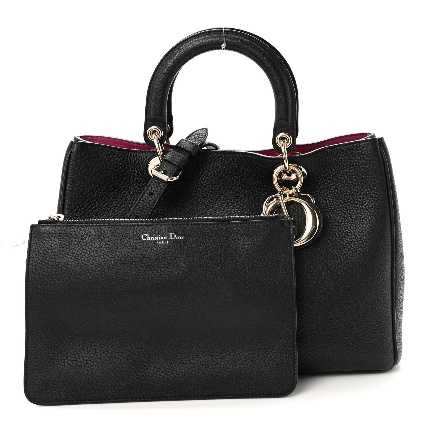 Christian Dior Bullcalf Medium Diorissimo Tote Black Rose Indien 3 of 11