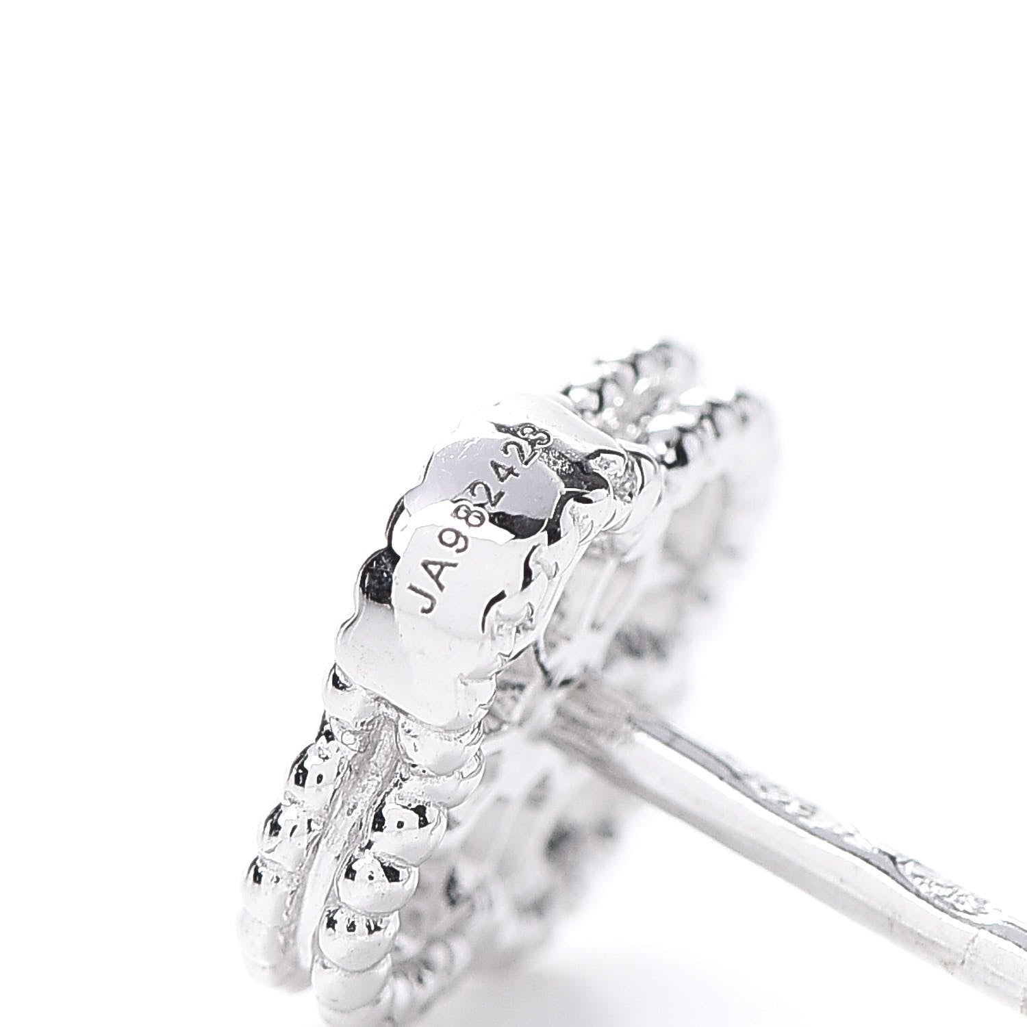 Van Cleef & Arpels 18K White Gold Diamond Sweet Alhambra Earrings 5 of 7