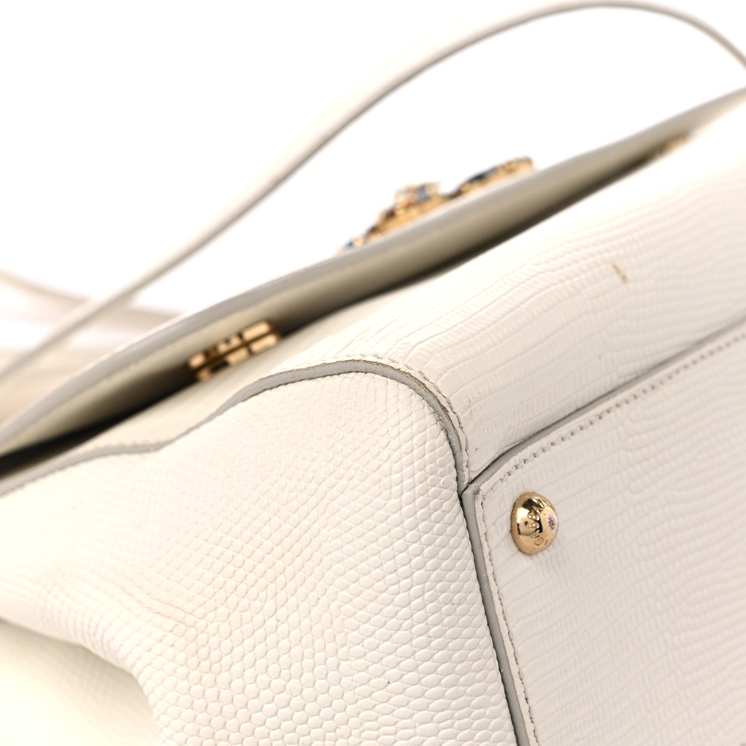 Dolce & Gabbana Stampa Iguana Crystal Medium Miss Sicily Satchel White 7 of 22
