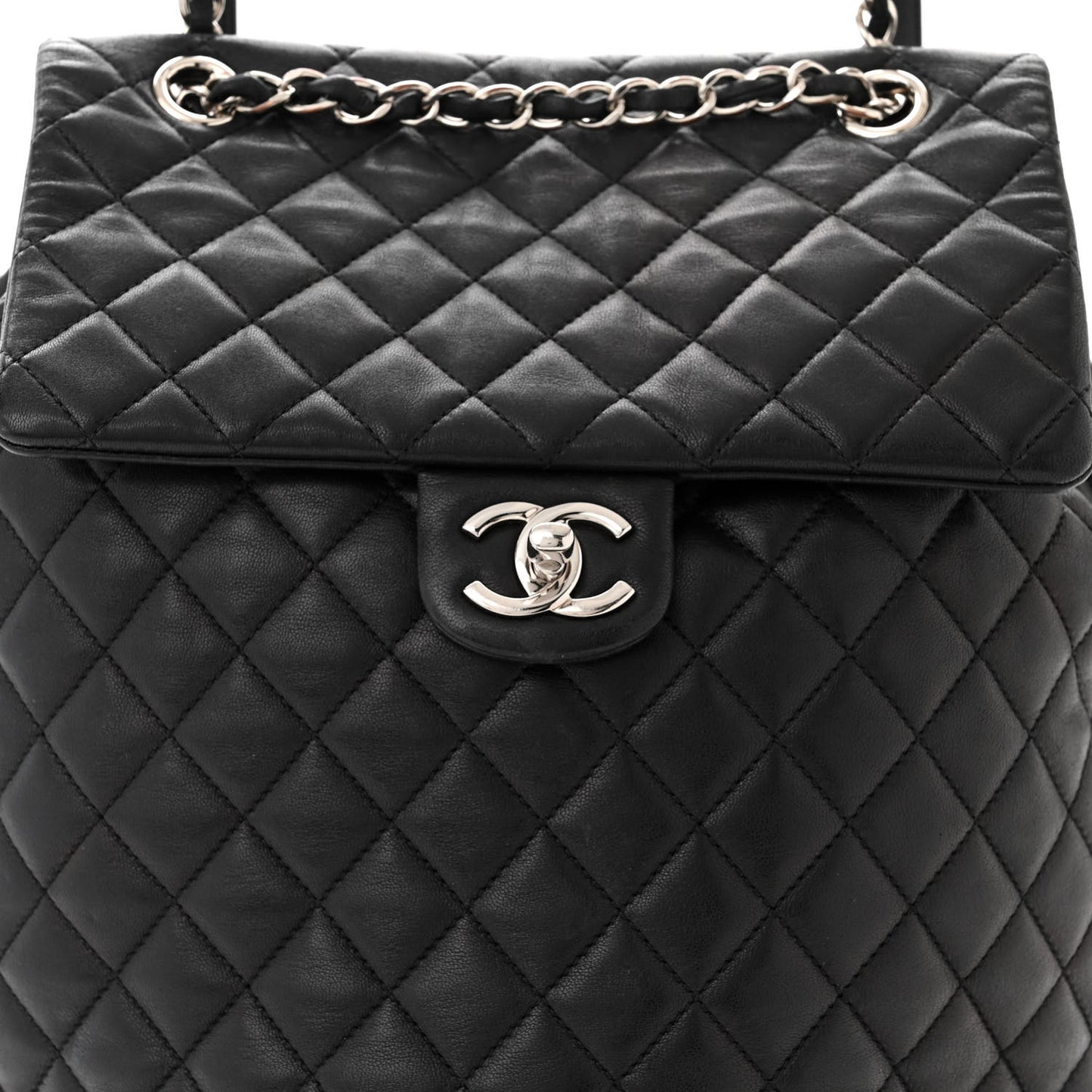 Calfskin Quilted Large Urban Spirit Backpack Black