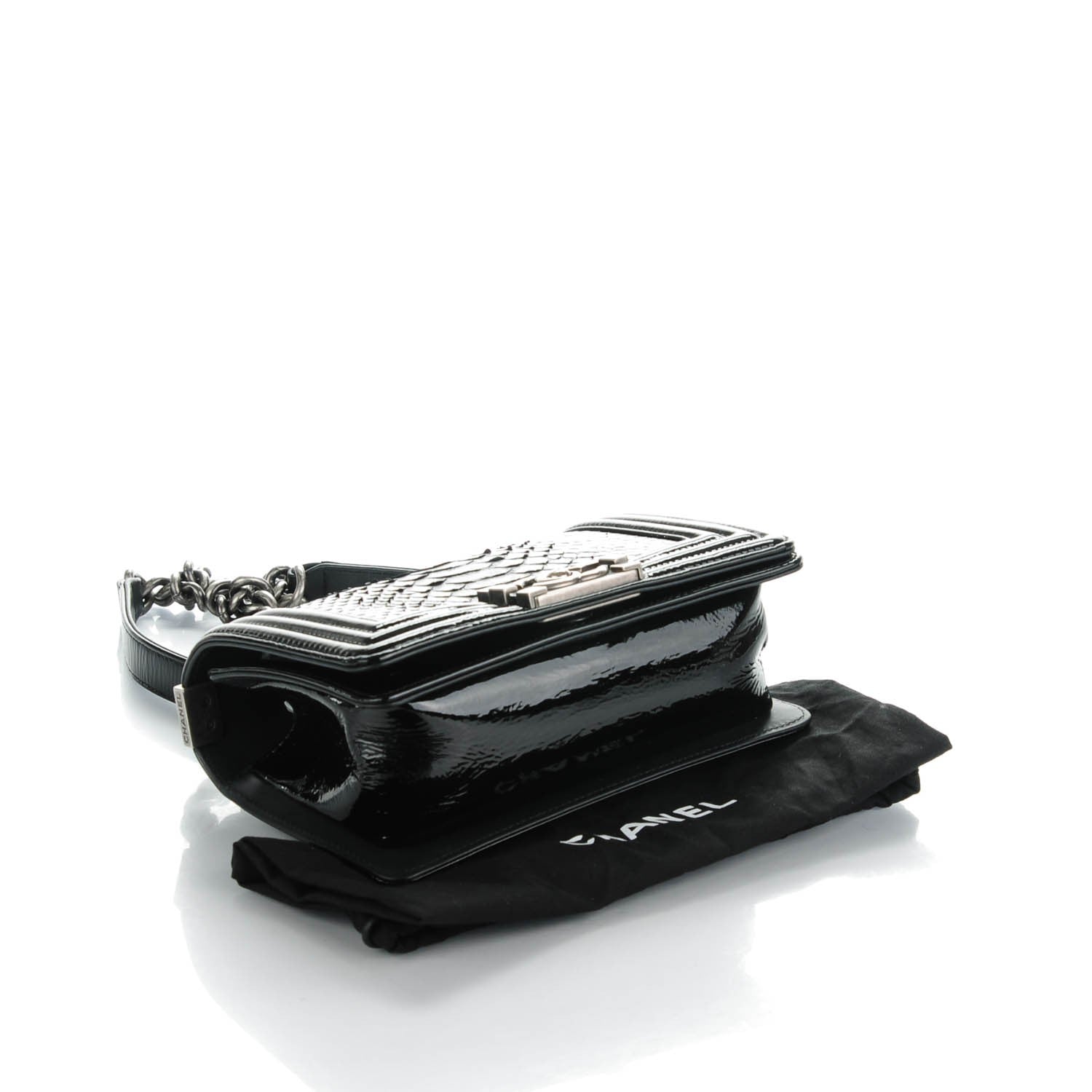 Chanel Python Patent Small Boy Flap Black 4 of 7