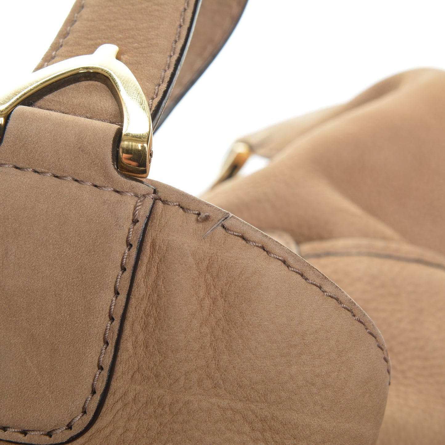 Nubuck Large Soft Stirrup Shoulder Bag Light Brown