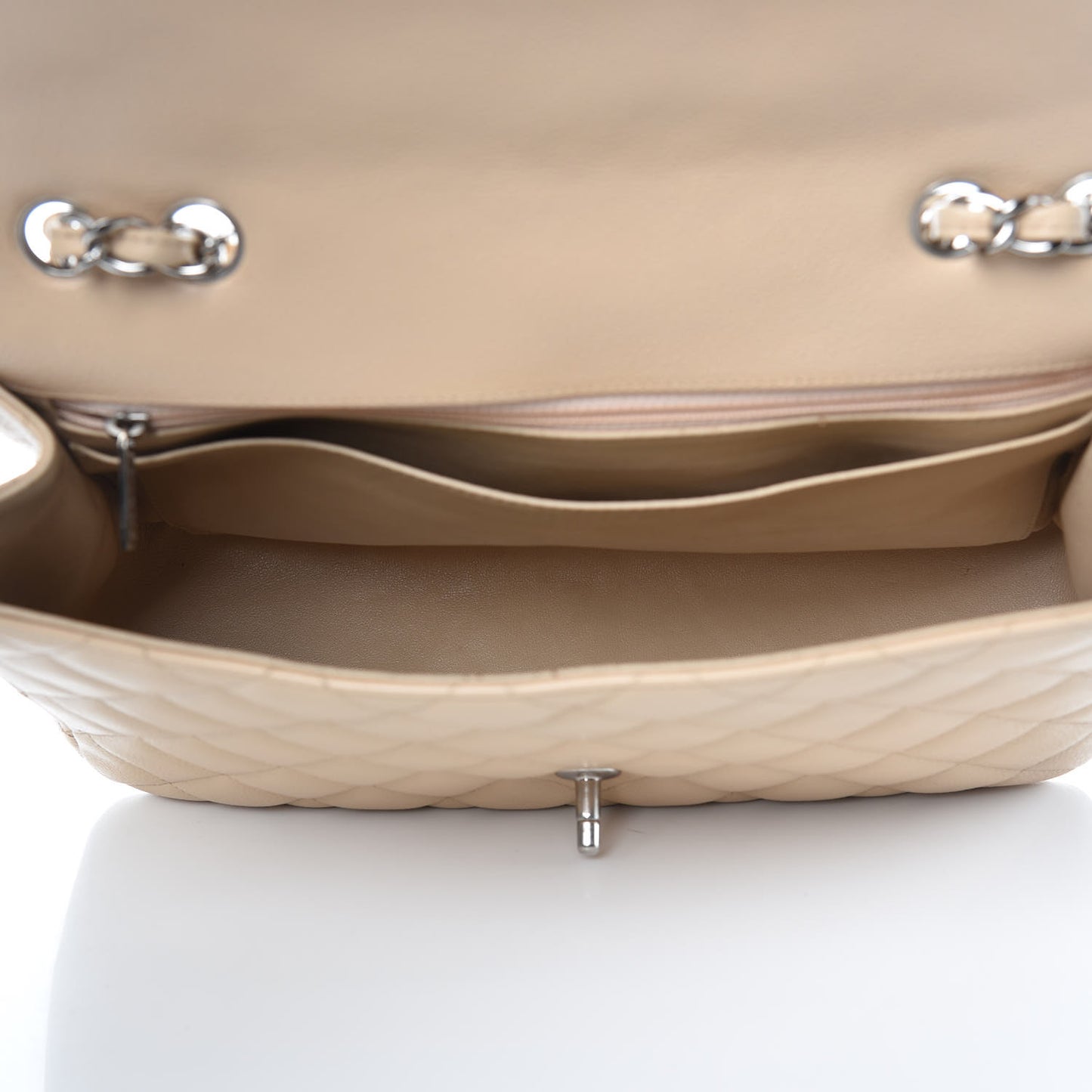 Caviar Quilted Jumbo Single Flap Beige Clair