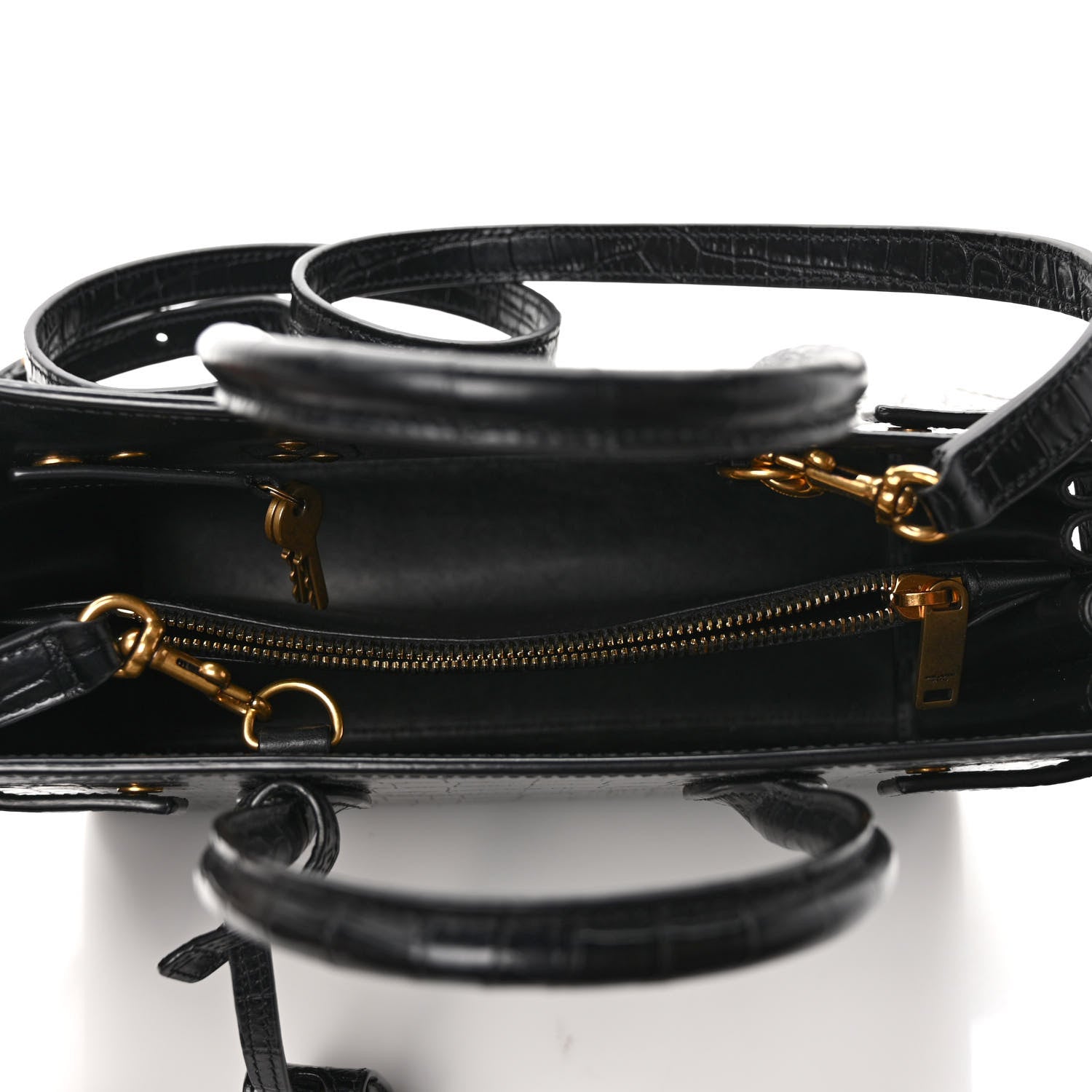 Saint Laurent Calfskin Crocodile Embossed Baby Sac De Jour Black 5 of 9