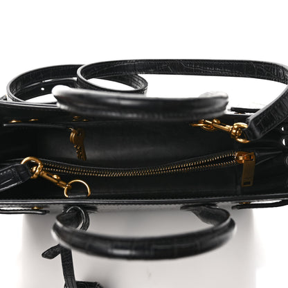 Saint Laurent Calfskin Crocodile Embossed Baby Sac De Jour Black 5 of 9