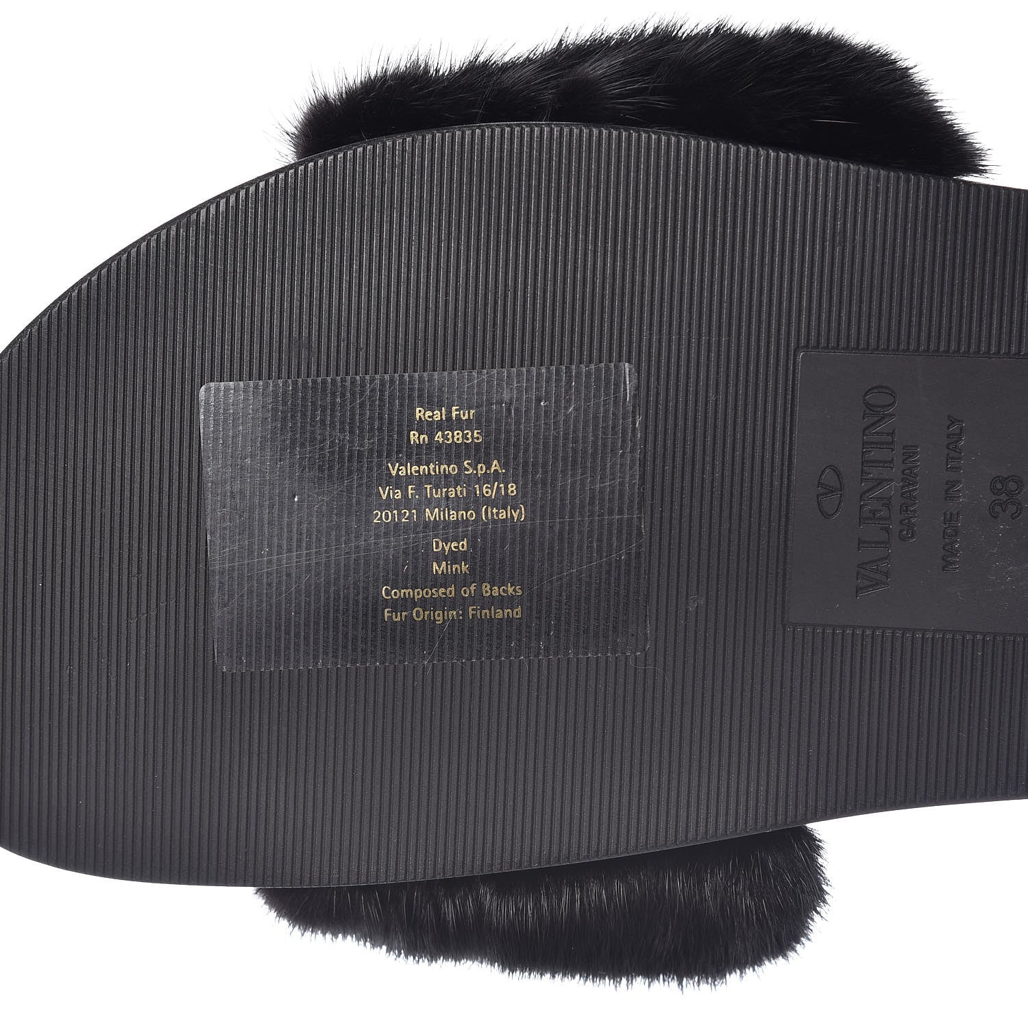 Valentino Garavani Mink Fur Rockstud Slide Sandals 38 Black 8 of 8