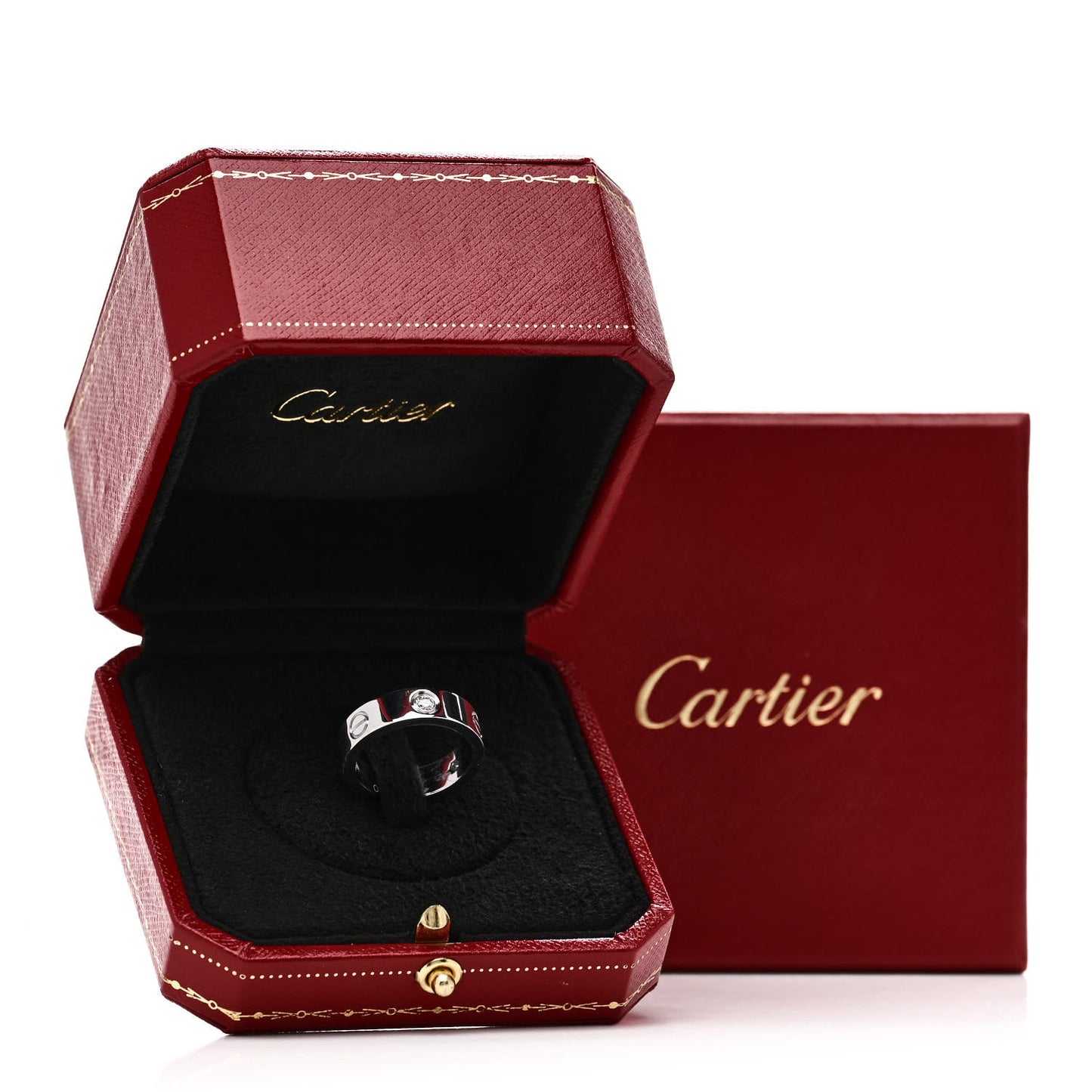 18K White Gold 3 Diamond 5.5mm LOVE Ring 53 6.5