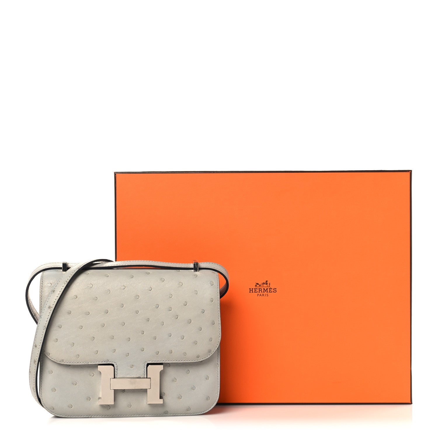 Hermes Ostrich Constance 18 Bleu Glacier 12 of 12