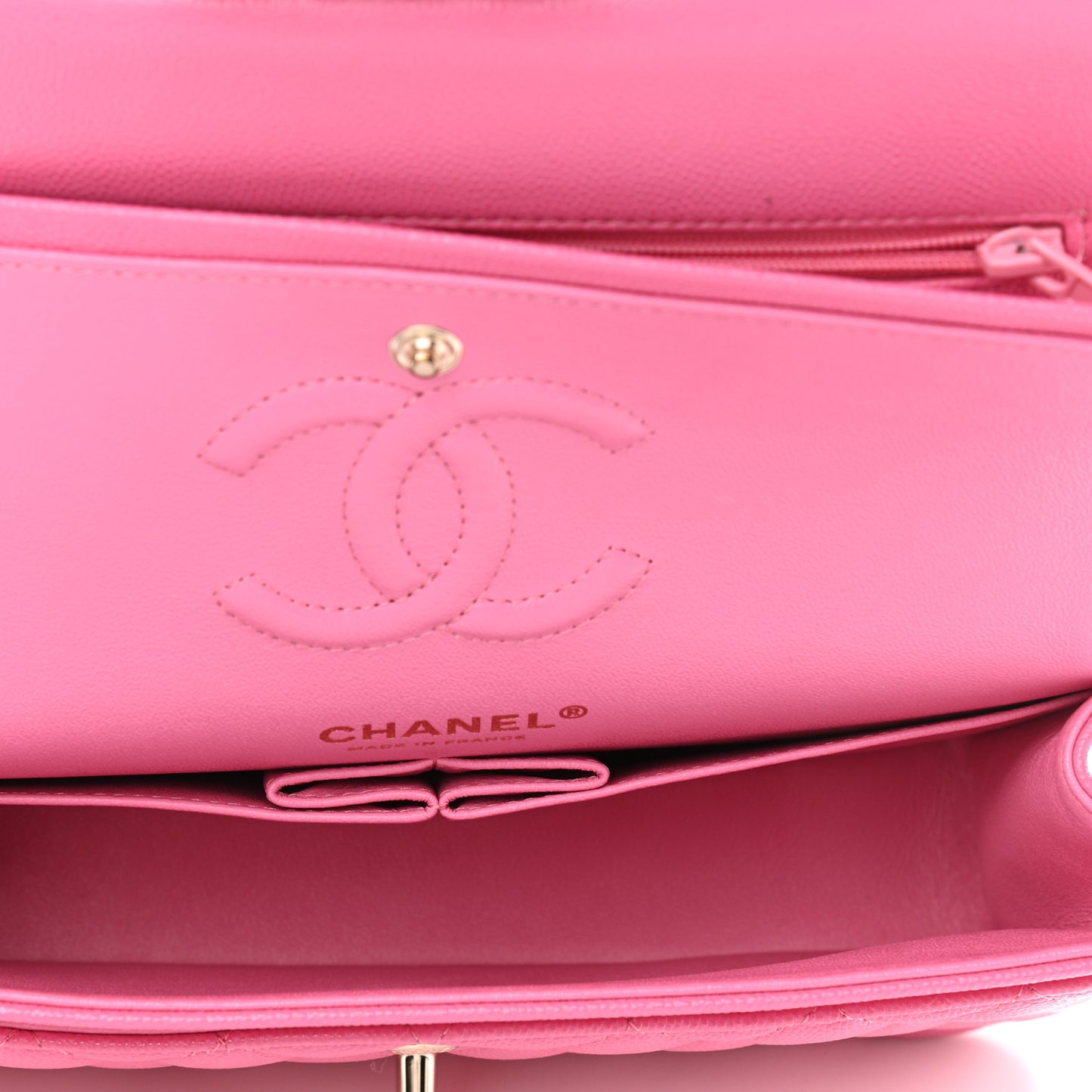Caviar Quilted Small Double Flap Pink