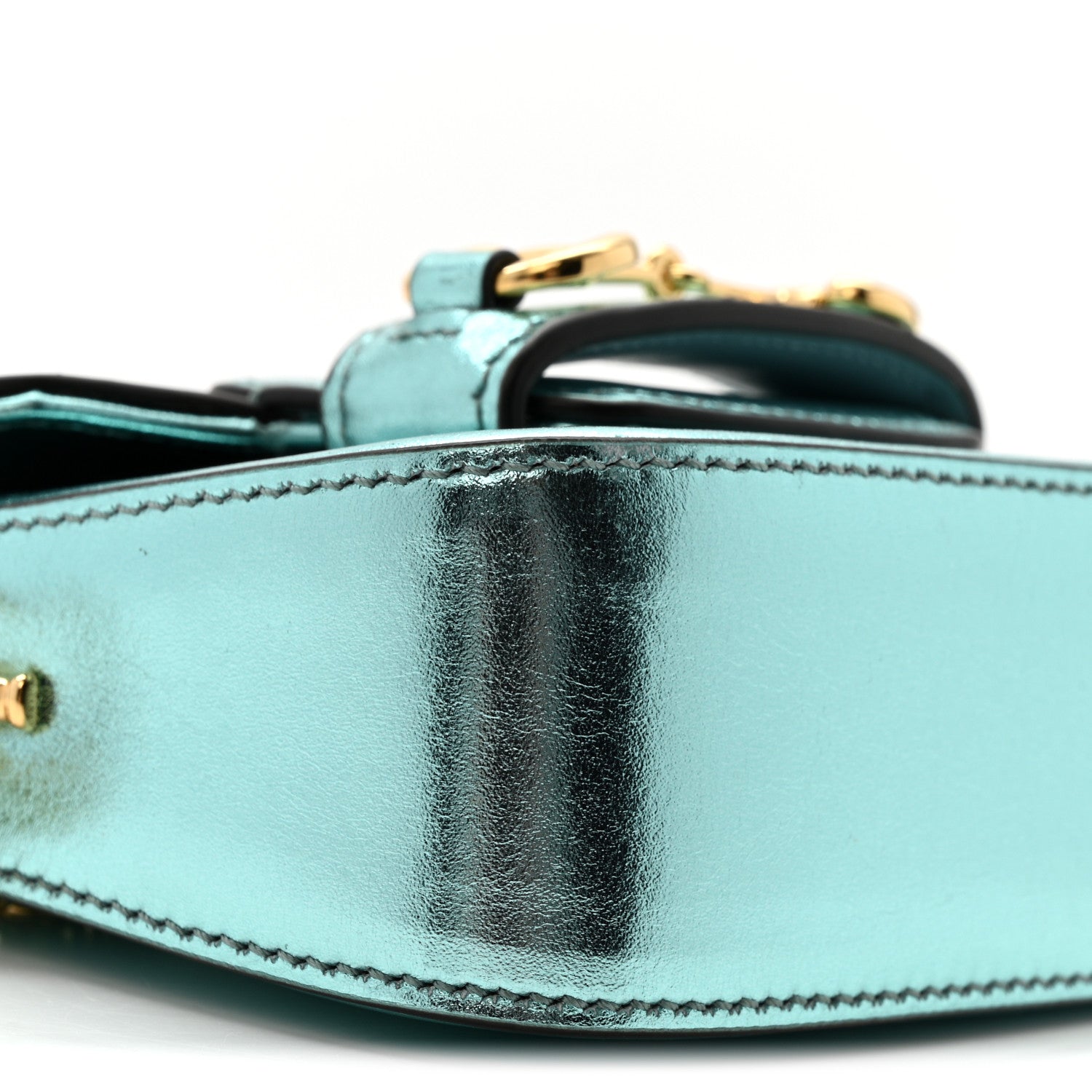 Gucci Metallic Calfskin Super Mini Horsebit 1955 Shoulder Bag Light Blue 9 of 10