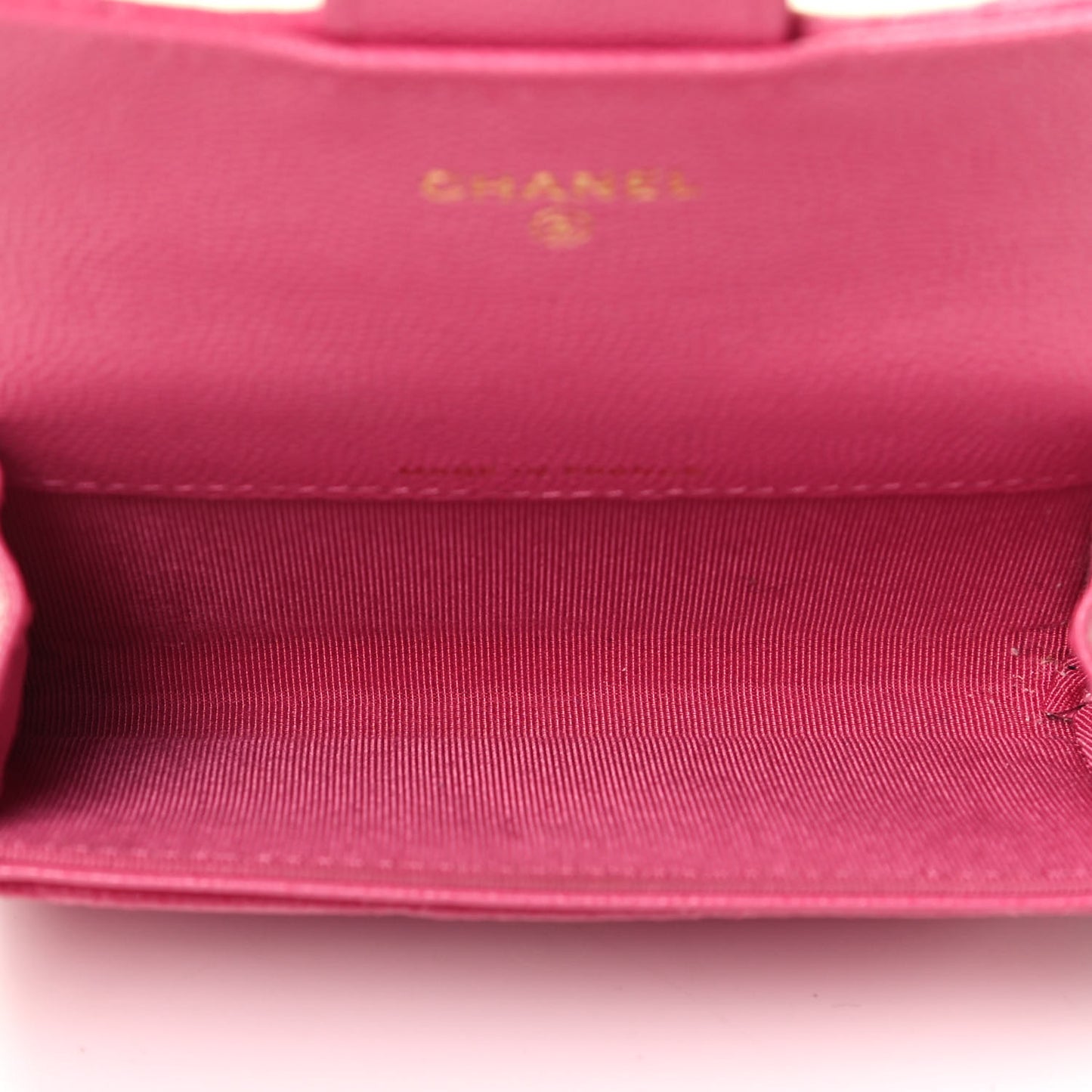 Caviar Quilted Flap Card Holder Wallet Pink