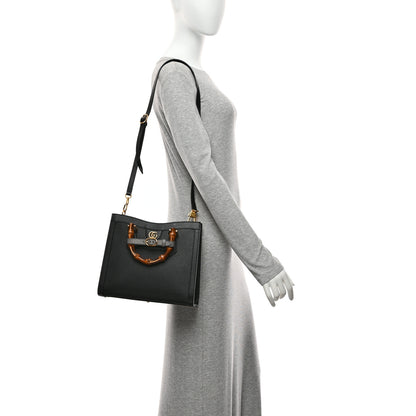 Gucci Textured Dollar Calfskin Web Small Diana Tote Bag Black Dusty Grey 2 of 11