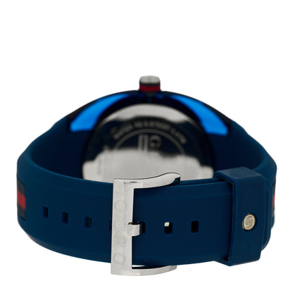 Gucci Stainless Steel Rubber 46mm Sync Web Quartz Watch Blue 3 of 4