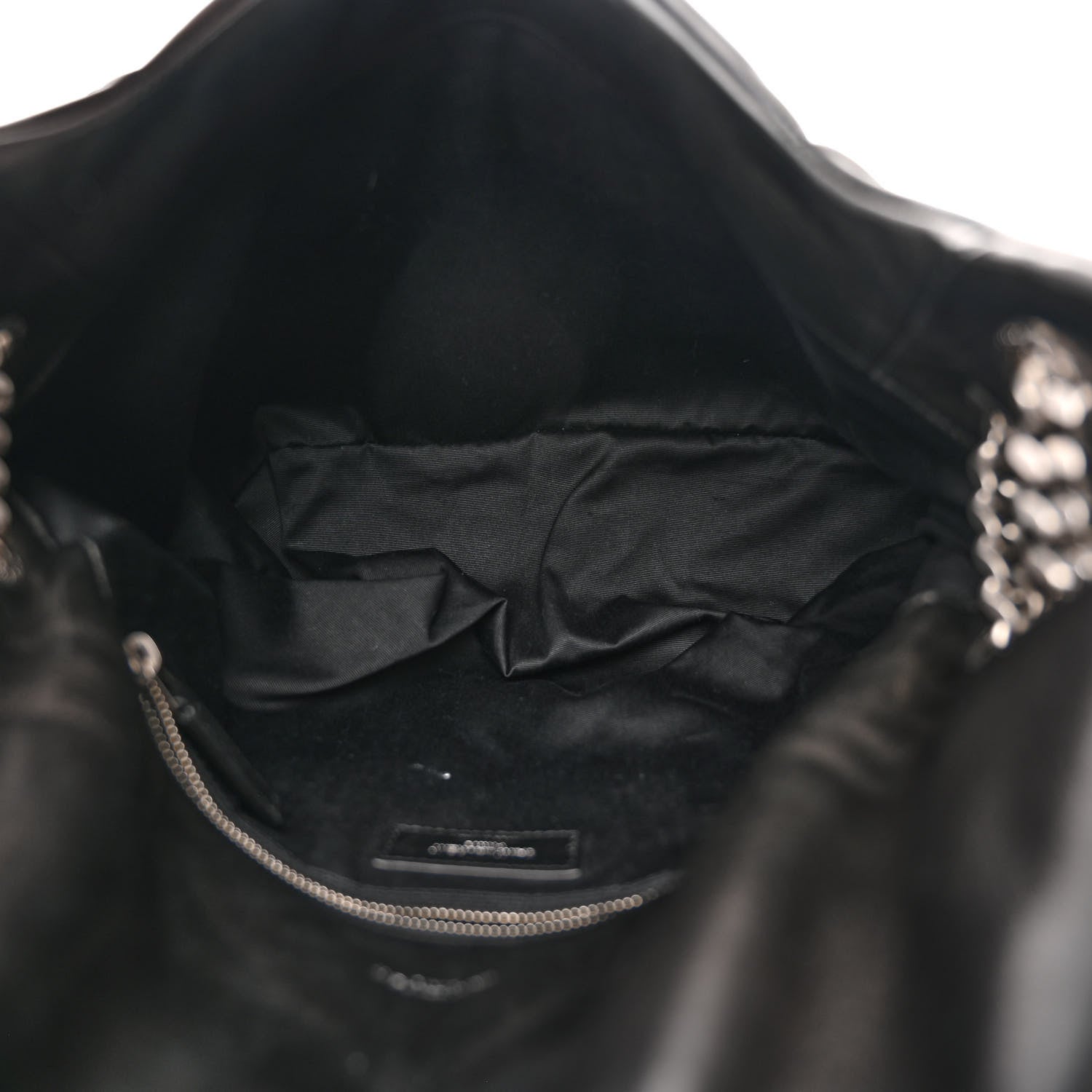 Saint Laurent Lambskin Quilted Medium Loulou Puffer Monogram Chain Satchel Black 5 of 13