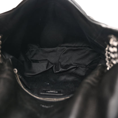 Saint Laurent Lambskin Quilted Medium Loulou Puffer Monogram Chain Satchel Black 5 of 13