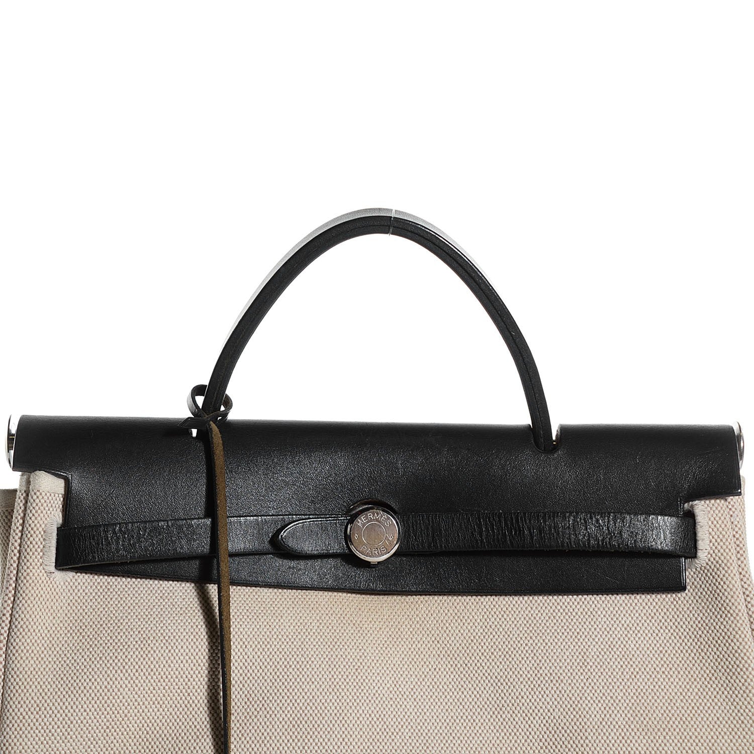 Hermes Vache Calfskin Toile Herbag 30 PM Noir Natural 14 of 14