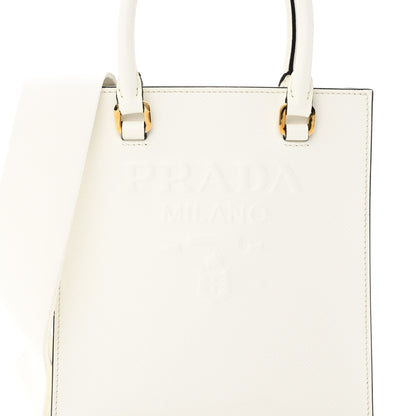 Prada Soft Calfskin Small Shoulder Bag Bianco 7 of 12
