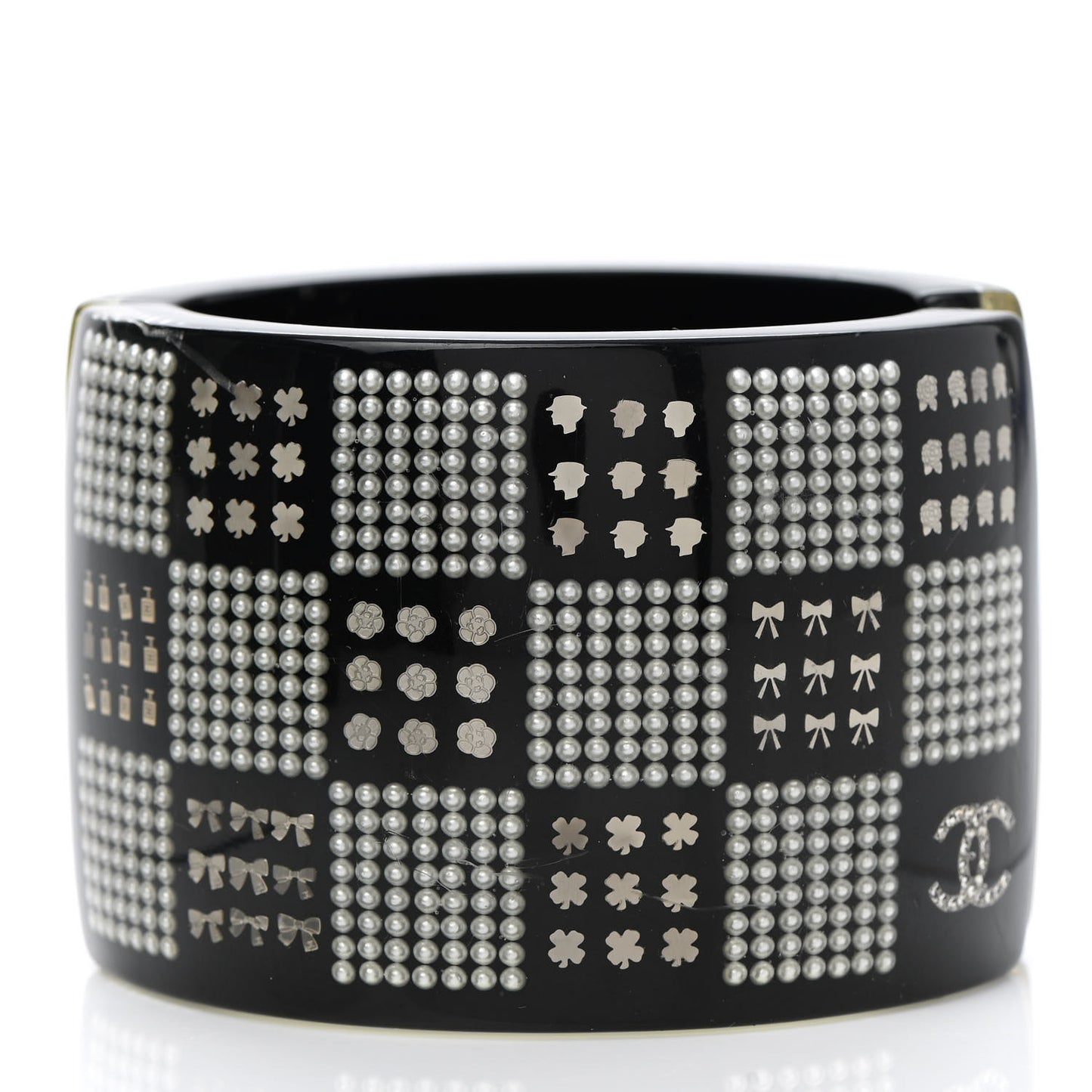 Resin Pearl Crystal CC Cuff Black