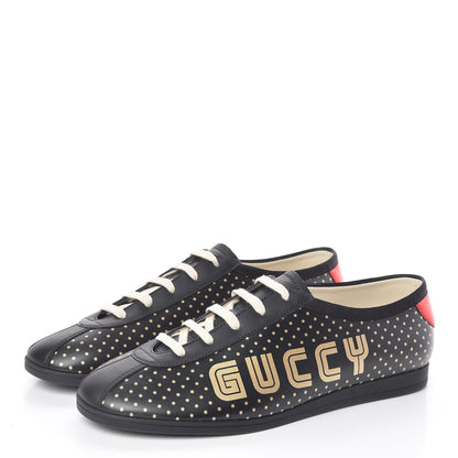 Gucci X SEGA Calfskin GUCCY Stars Mens Falacer Sneakers 9 Black 3 of 10