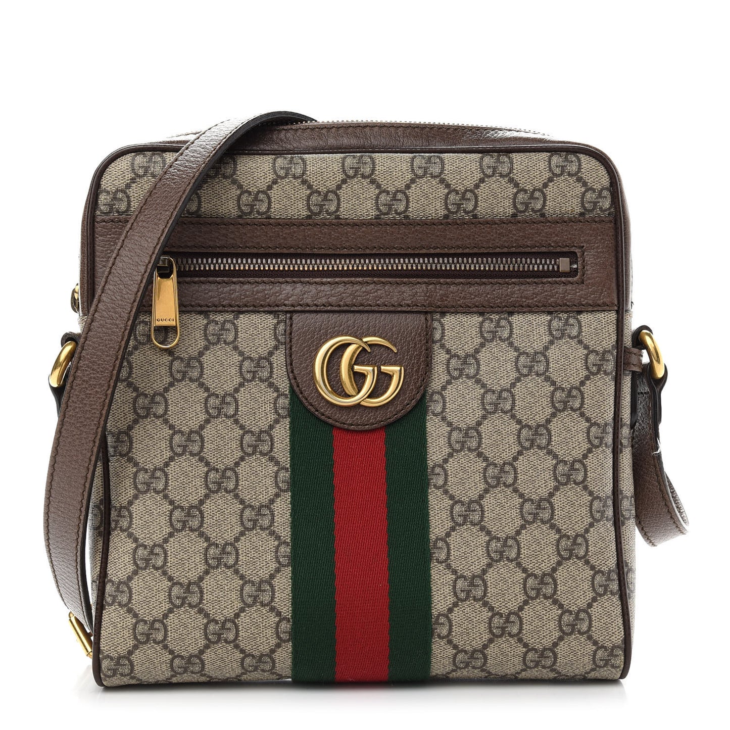 GG Supreme Monogram Web Small Ophidia Messenger Bag Brown