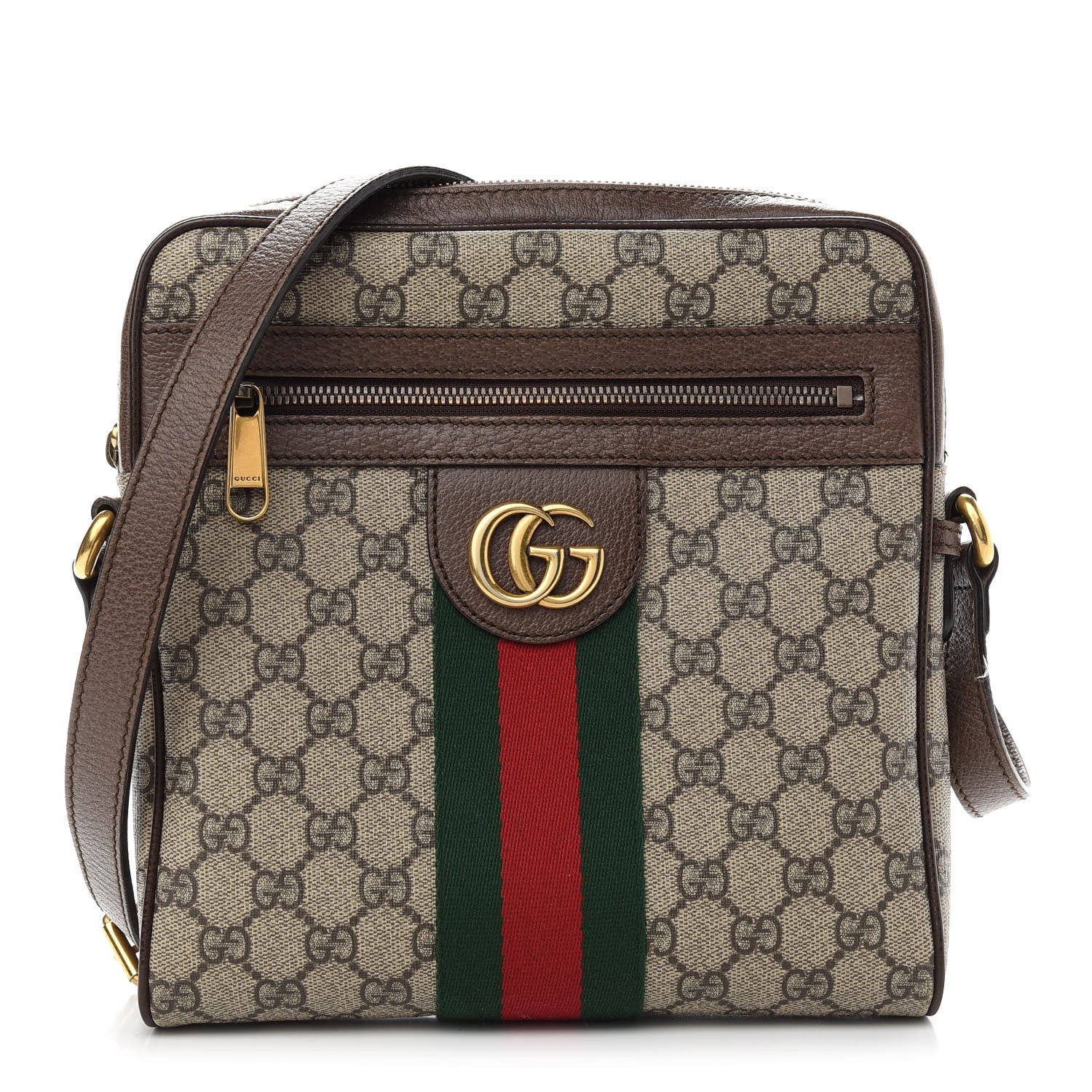 Gucci GG Supreme Monogram Web Small Ophidia Messenger Bag Brown 1 of 10