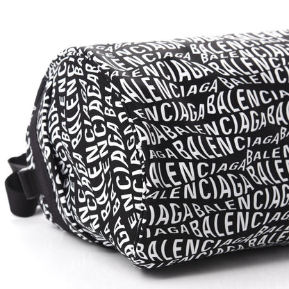 Balenciaga Nylon Wave Logo Wheel Gym Bag Black 5 of 9