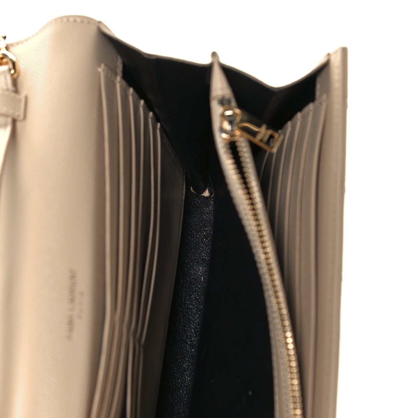 Grain De Poudre Matelasse Chevron Monogram Chain Wallet Nude Powder