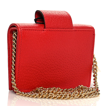 Gucci Textured Calfskin Enamel GG Hardcase Lipstick Holder Chain Wallet Lobster Red 2 of 7