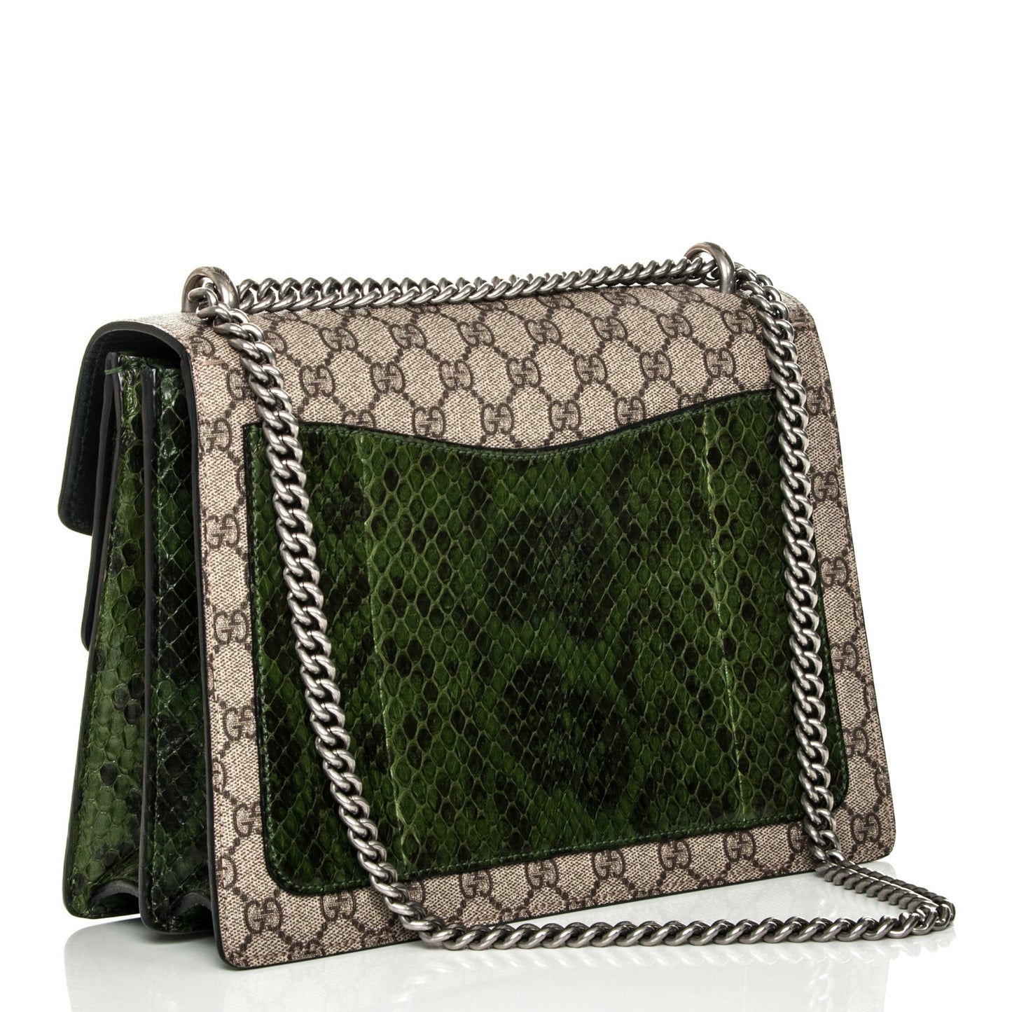 GG Supreme Monogram Python Medium Dionysus Shoulder Bag Green