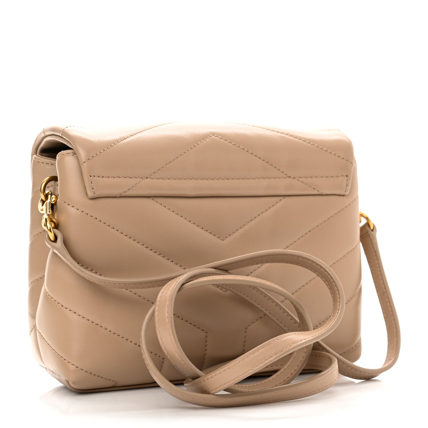 Saint Laurent Calfskin Y Quilted Monogram Toy Loulou Crossbody Bag Latte 3 of 11
