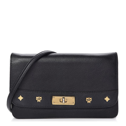MCM Calfskin Studded Shoulder Bag Black 1 of 10