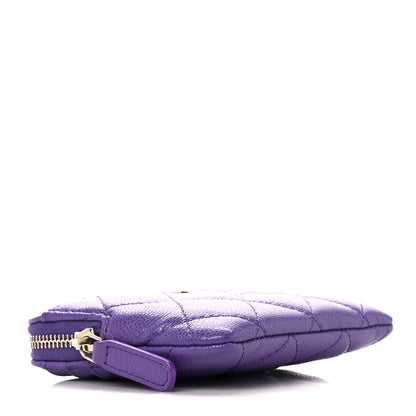 Chanel Caviar Quilted Zip Card Holder Wallet Purple 5 of 11
