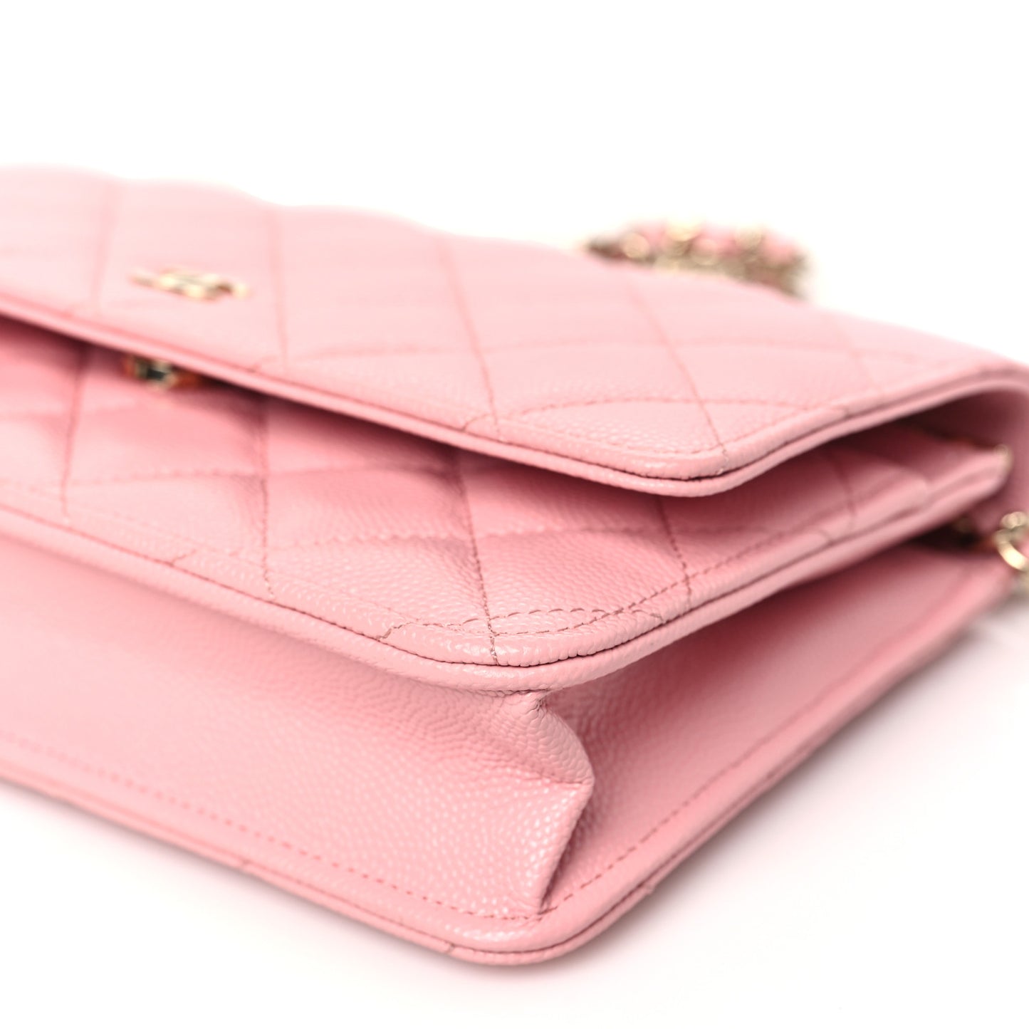 Caviar Quilted Wallet on Chain WOC Light Pink