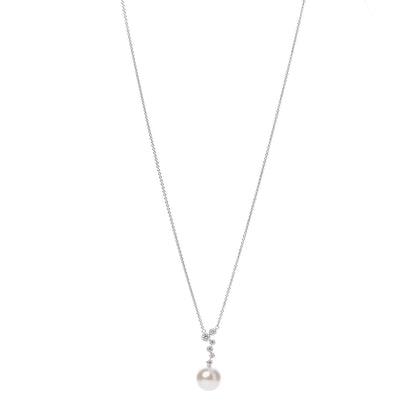 Mikimoto 18K White Gold Diamond Akoya Pearl 11mm Pendant Necklace 1 of 6