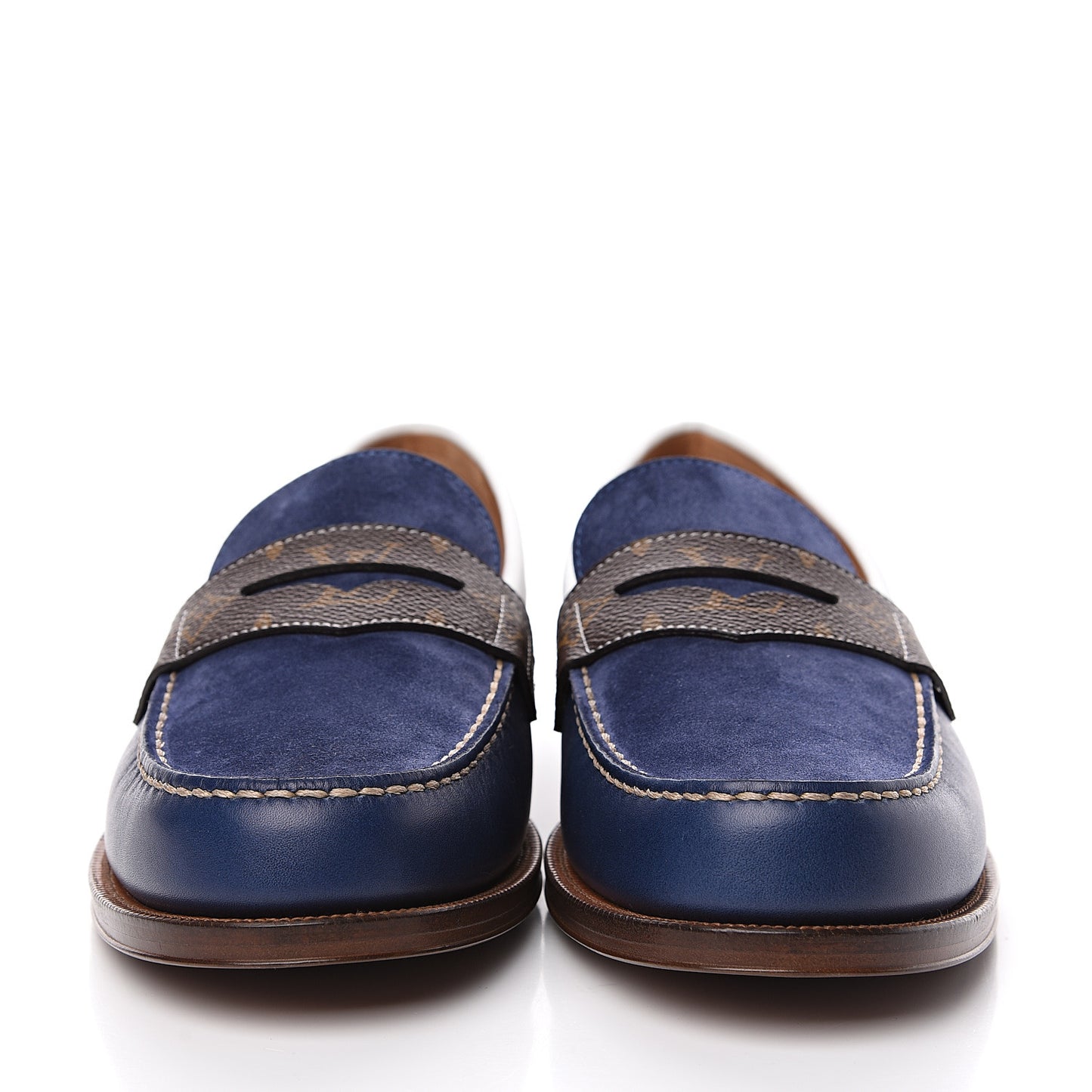 Suede Monogram Mens Sorbonne Loafers 10 Marine