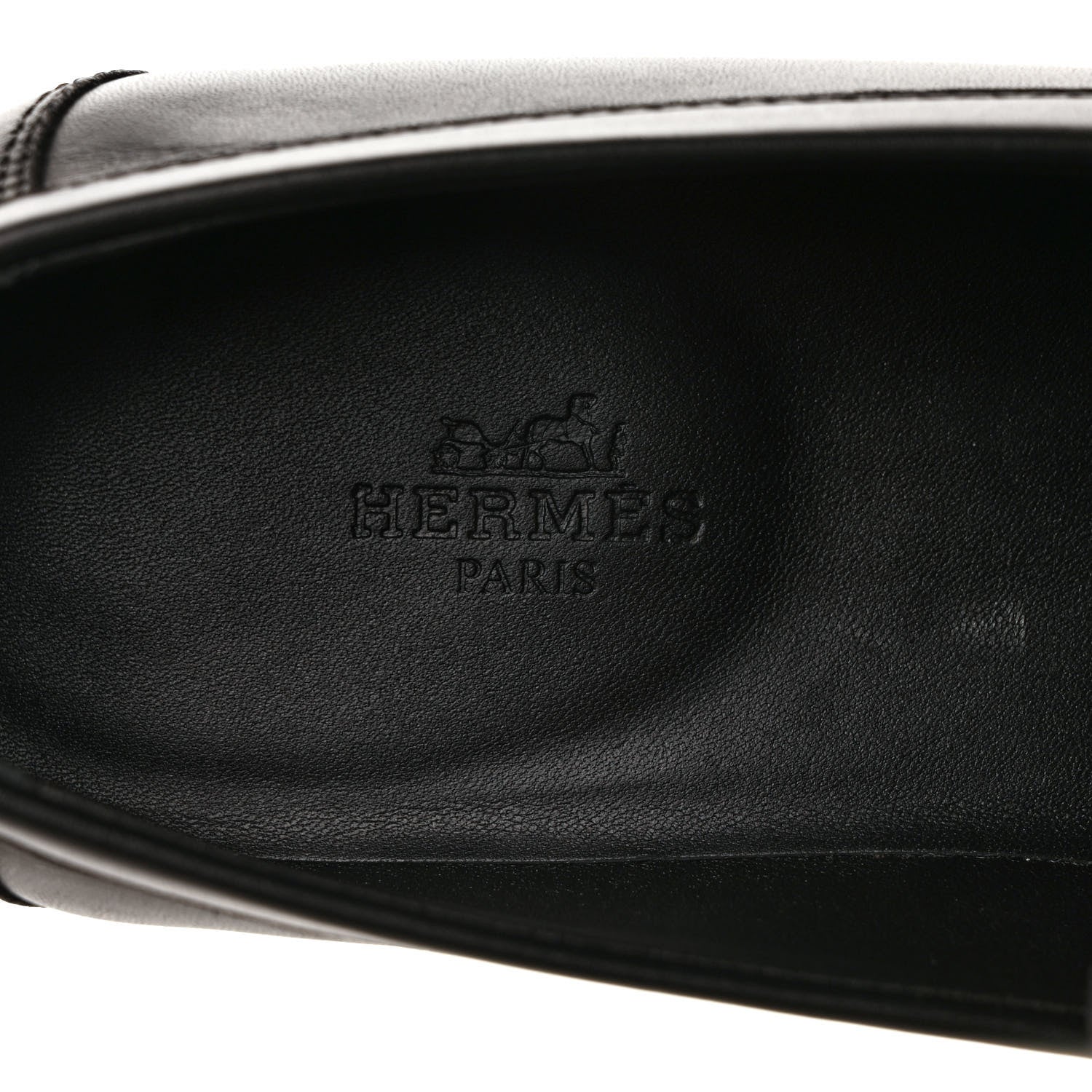 Hermes Calfskin Womens Destin Loafers 37 Black 7 of 9