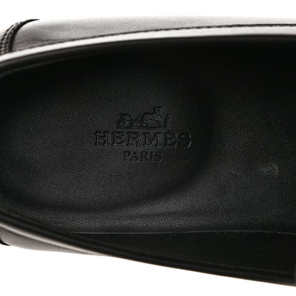 Hermes Calfskin Womens Destin Loafers 37 Black 7 of 9