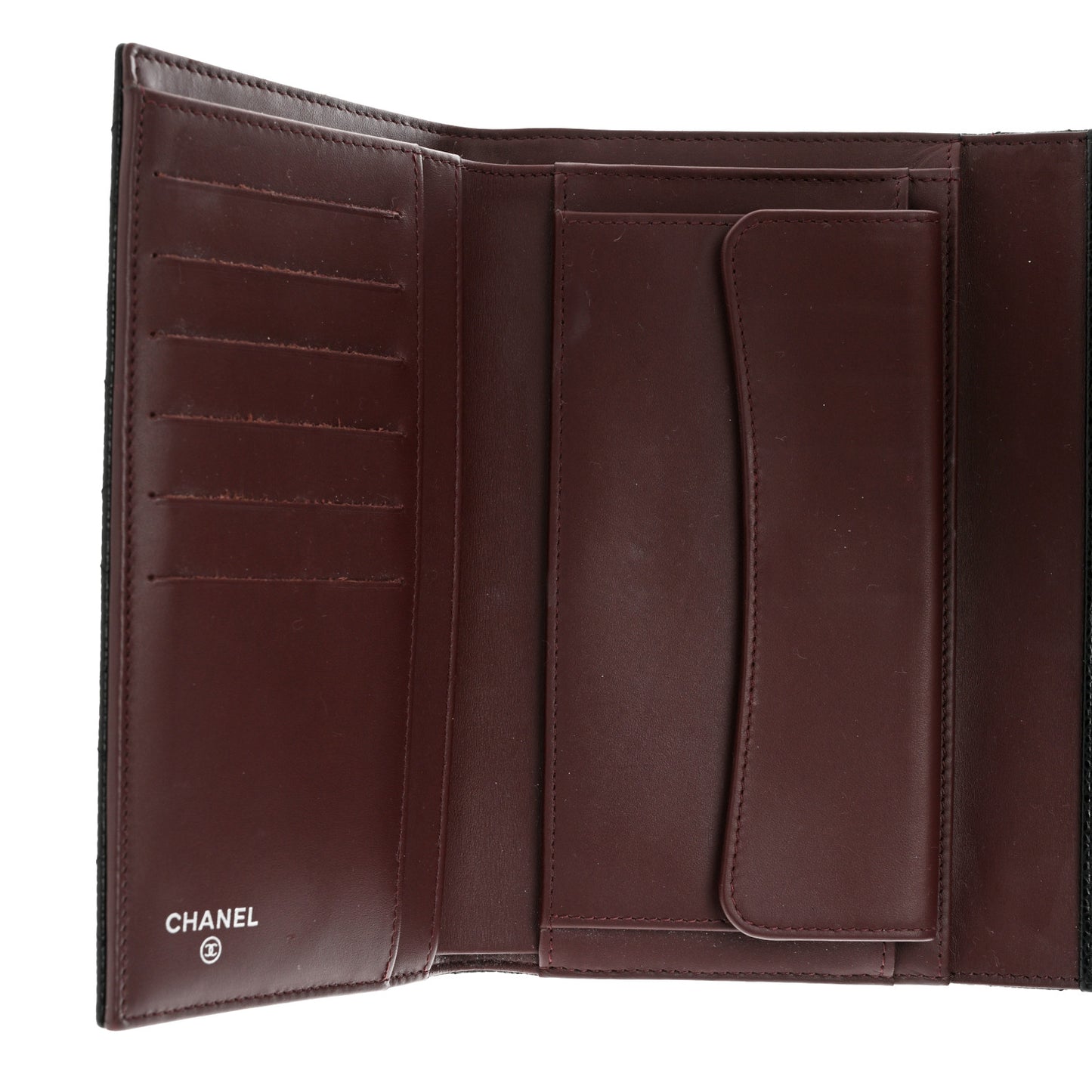 Caviar Quilted Long Flap Wallet Black