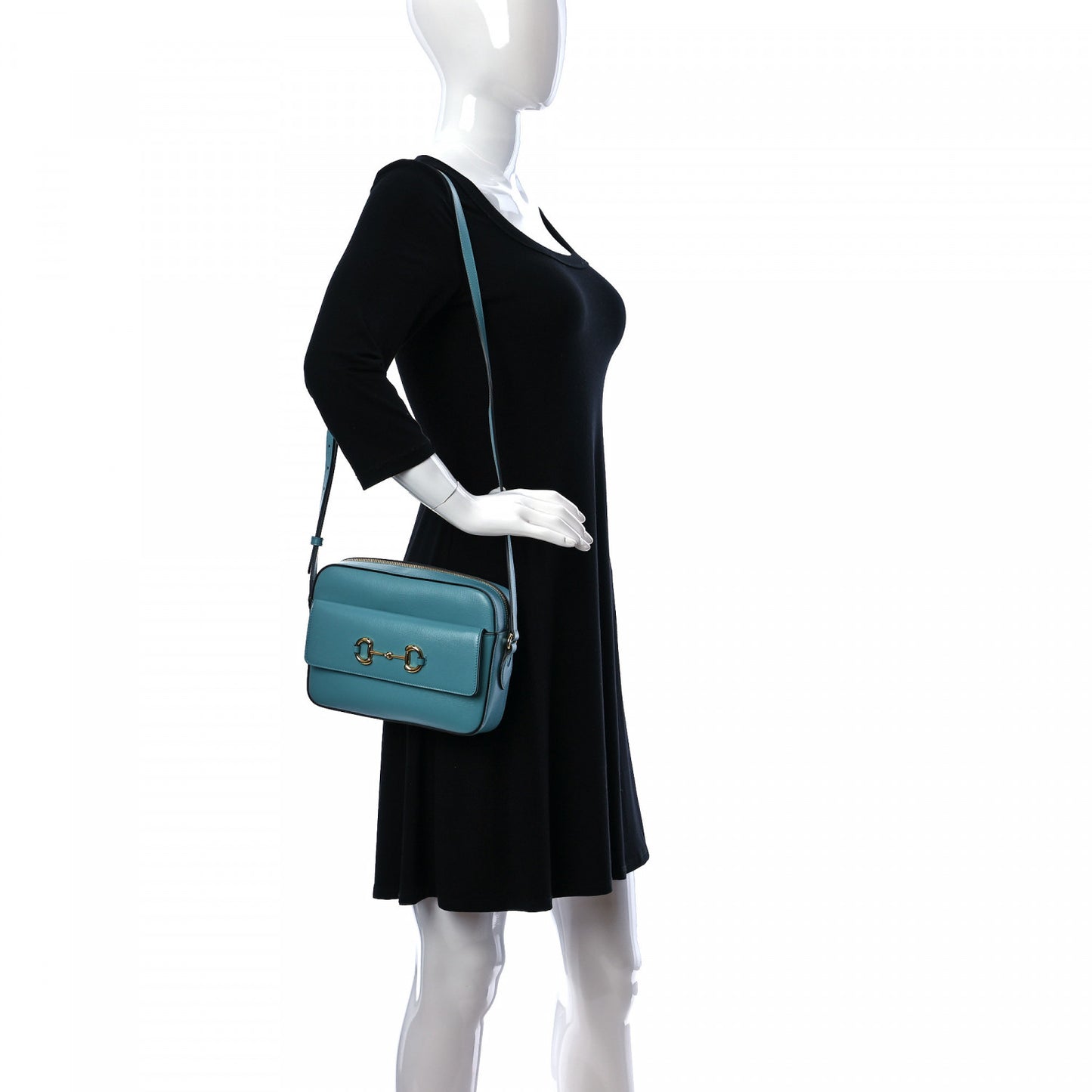 Azalea Calfskin Small Horsebit 1955 Shoulder Bag Dusty Azure