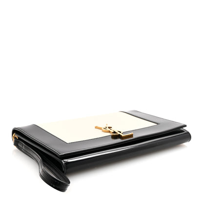 Saint Laurent Lambskin Patent Monogram Cassandre Clasp Flap Pouch Off White Black 4 of 7