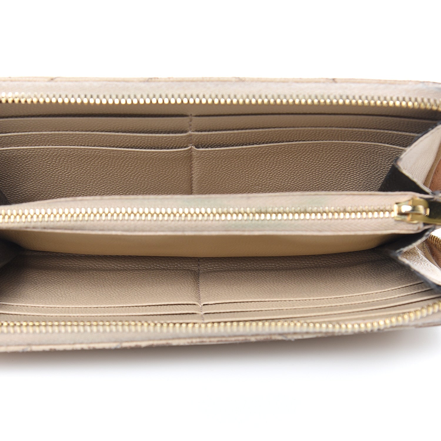 Saint Laurent Grain De Poudre Matelasse Chevron Monogram Zip Around Wallet Nude Powder 5 of 15