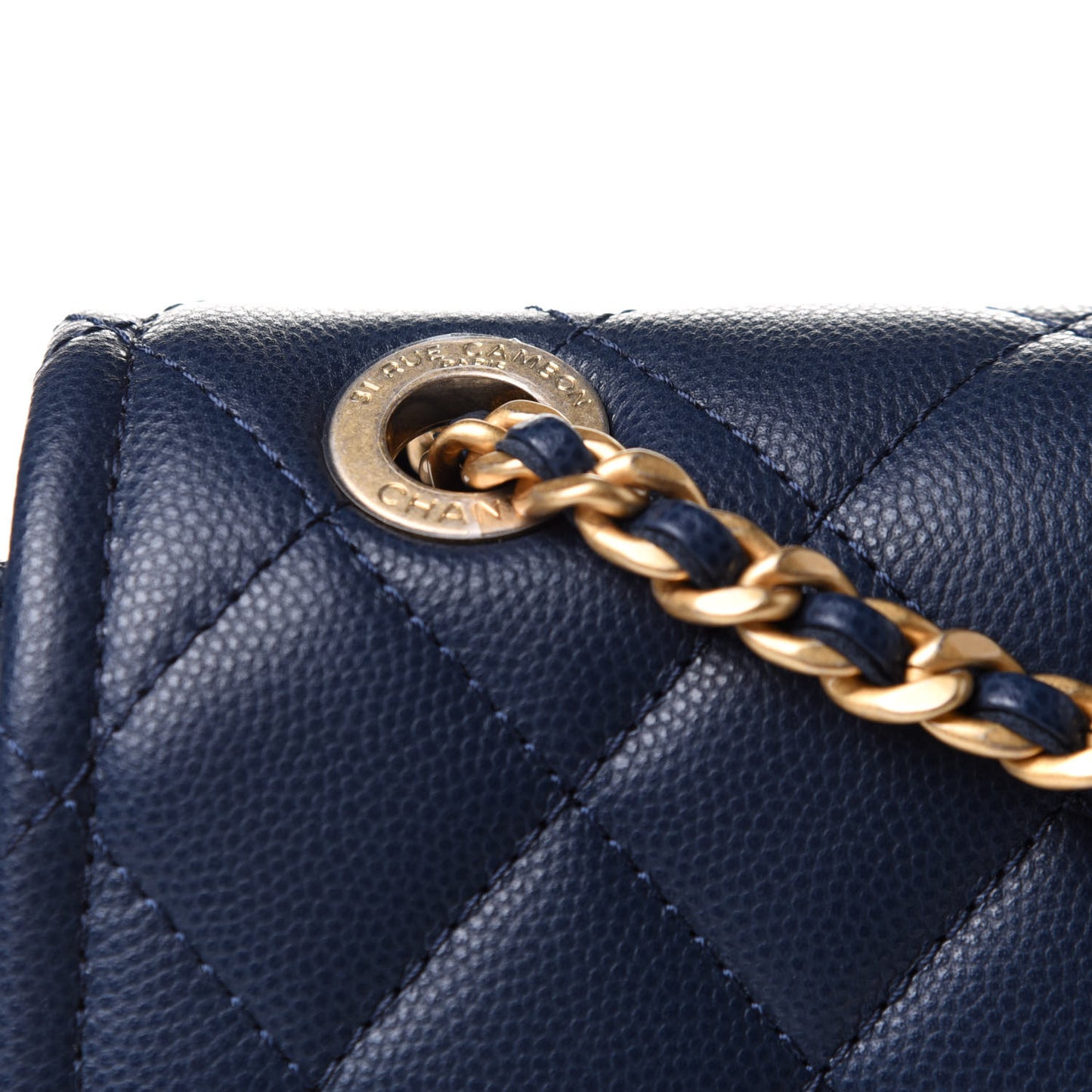 Caviar Quilted Medium Sweet Classic Flap Navy Blue