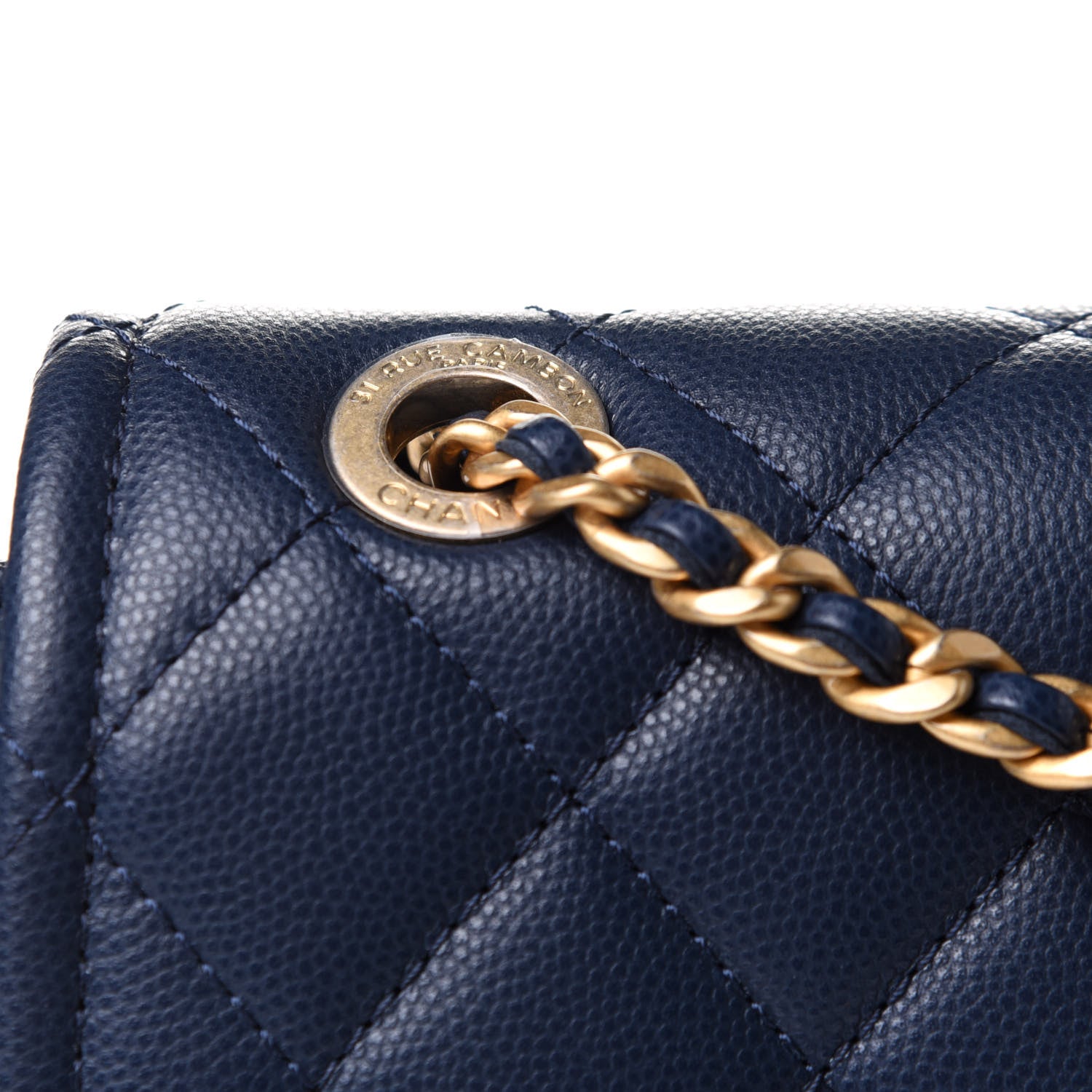 Chanel Caviar Quilted Medium Sweet Classic Flap Navy Blue 8 of 11